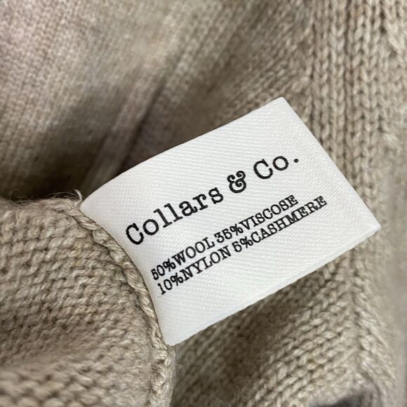 Collars & Co Napoli Cardigan Sweater Mens L Camel Tan Wool Cashmere Preppy NWT - Picture 6 of 8